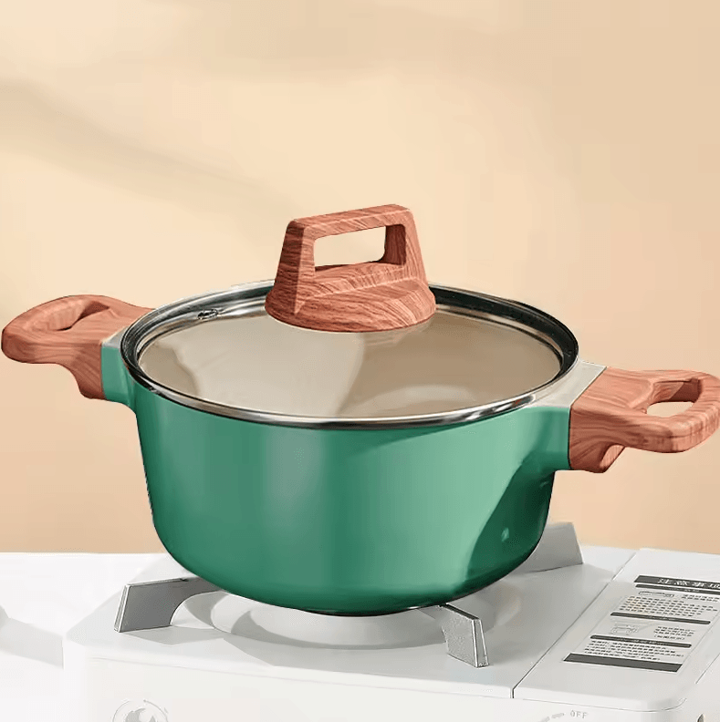 Ceramic Nonstick Soup Pot 2.6 L Healthy Casserole & Pasta Pot With Glass Lid 2.6l White