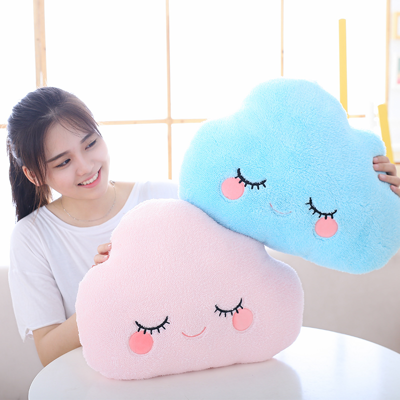 Soft Fluffy Star Cloud Moon Plush Pillow, Yellow Pink Blue Plushie Cushion, Shy Emotion Decoration yellow Star