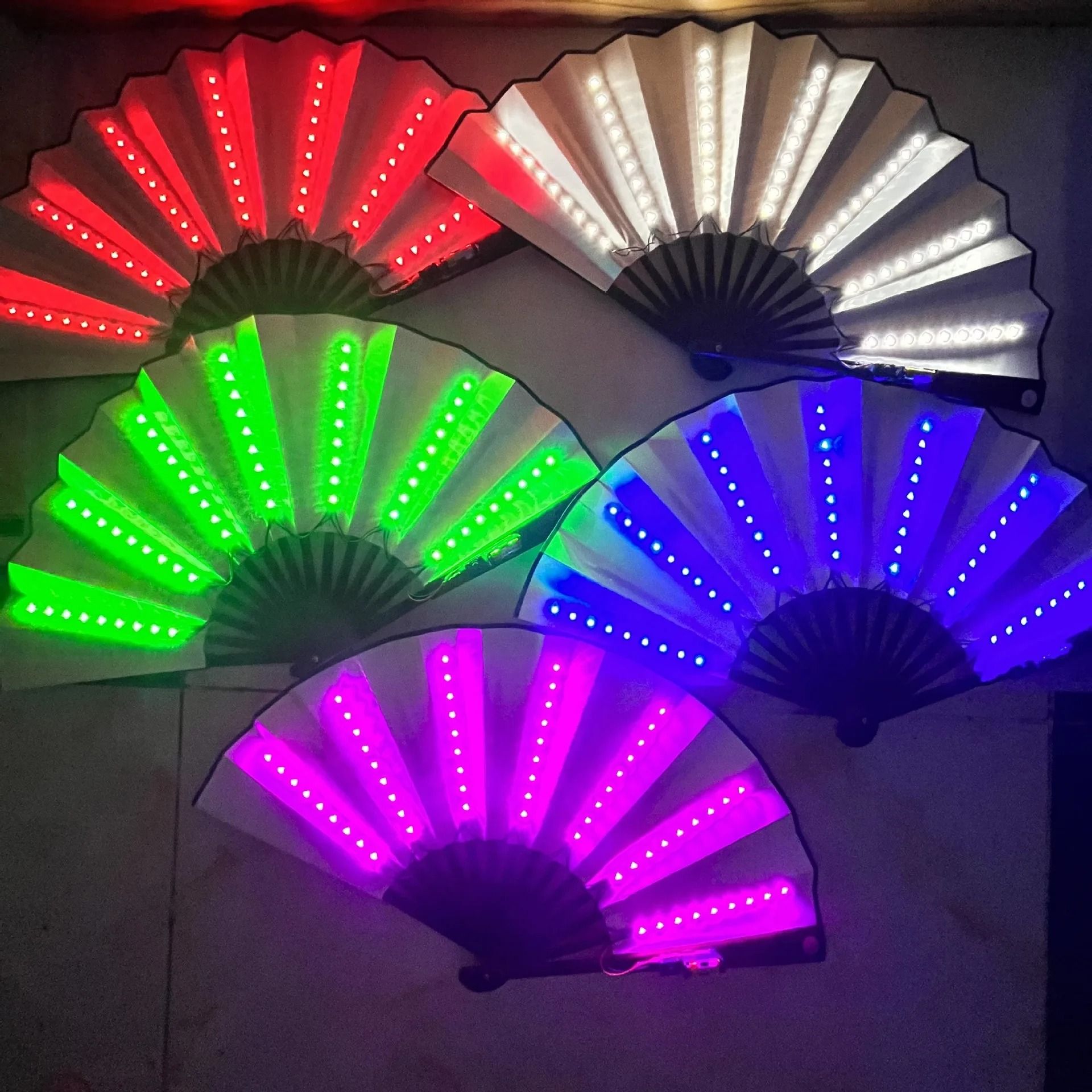 Glow Folding LED Fan For Festivals And Night Shows yellow