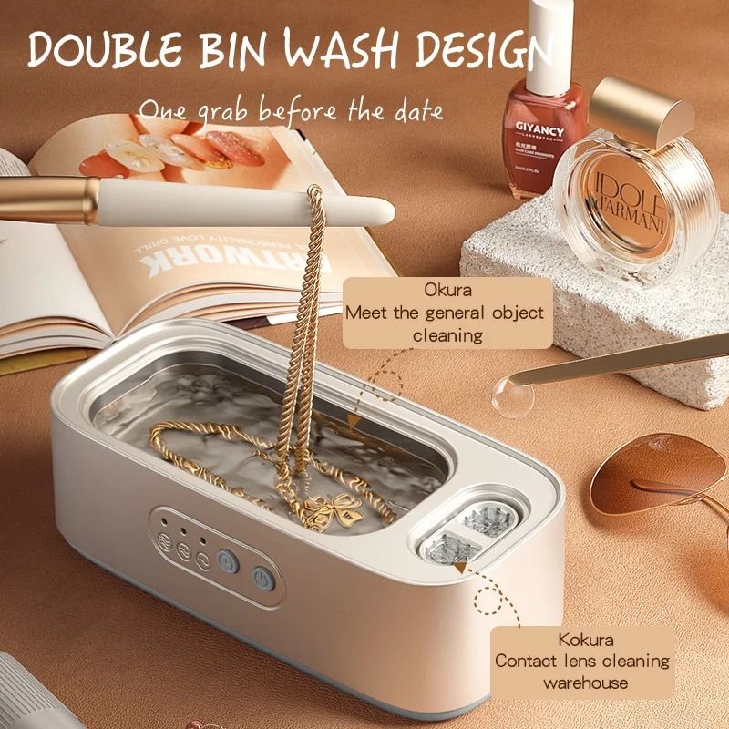 Adjustable Double Bin High Frequency Ultrasonic Cleaning Machine pink