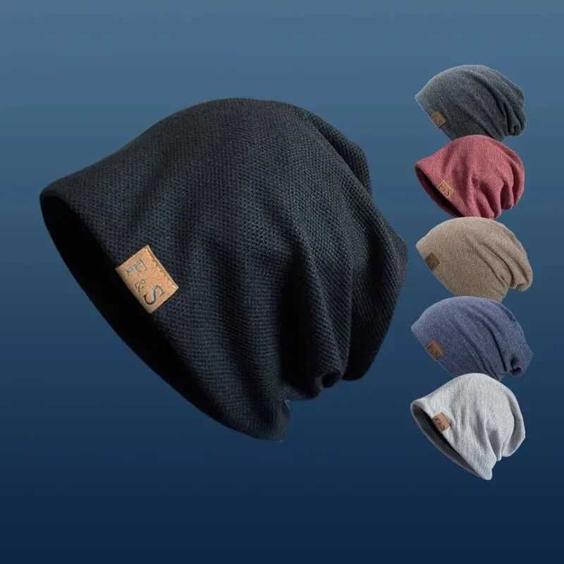 Unisex Warm Knit Beanie Hat Soft Winter Beanie With Casual Street Style black