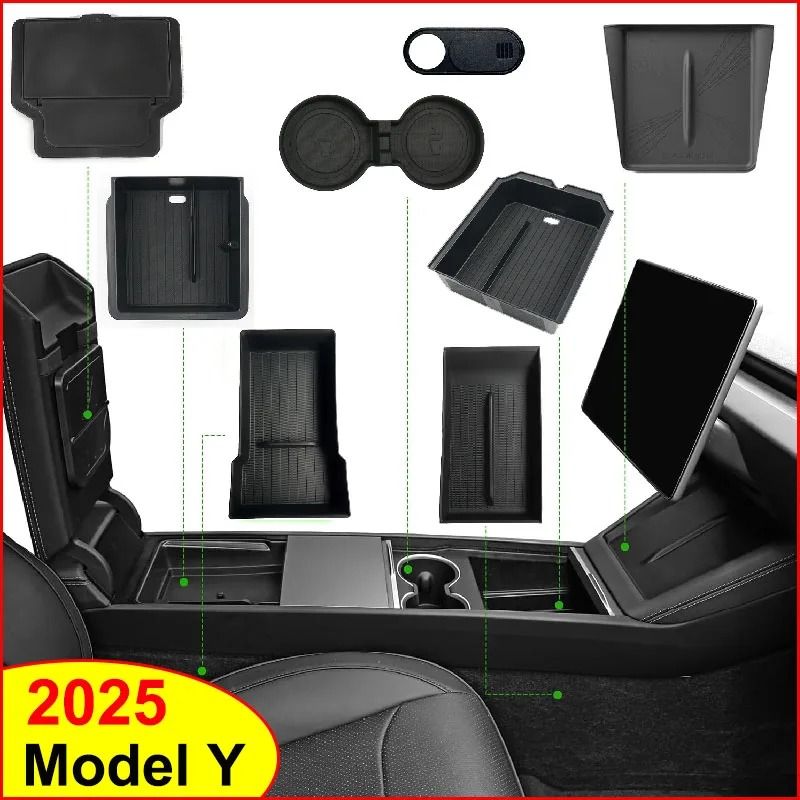 Tesla Model Y 2025 Juniper Console & Armrest Storage Organizer Box Custom Fit Interior Storage Solution armrest Upper
