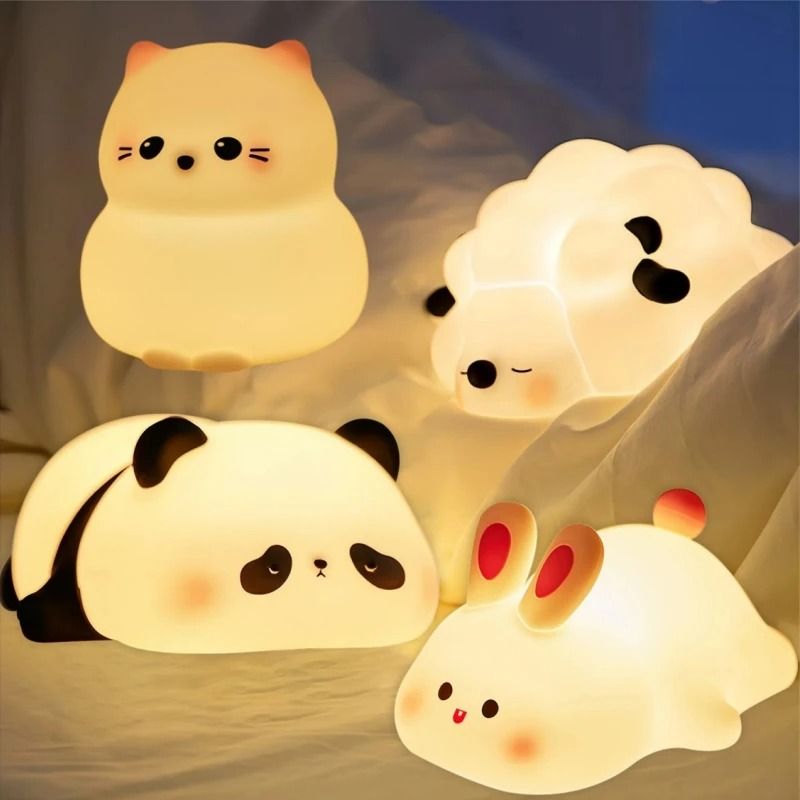 Cute Animal Shape Silicone Night Light Rechargeable Bedside Lamp rabiit
