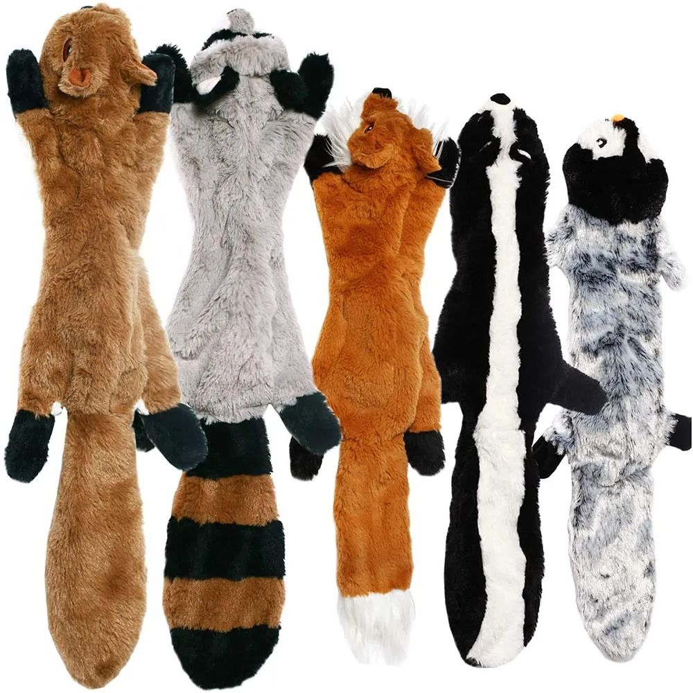Simulated Animal No Stuffing Dog Toy Durable Plush Squeaky Pet Chew raccoon