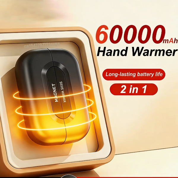 Mini Portable USB Rechargeable Magnetic Hand Warmer Digital Display Fast Charging Pocket Heater black Upgrade