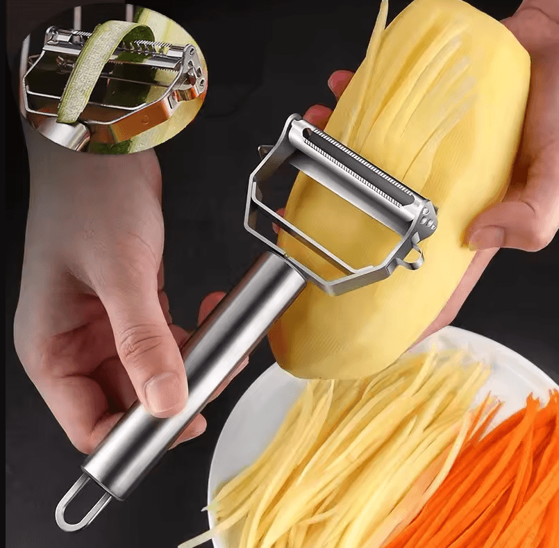 Double Head Stainless Steel Vegetable Peeler | Multi Function Fruit & Melon Planer For Kitchen 4in1