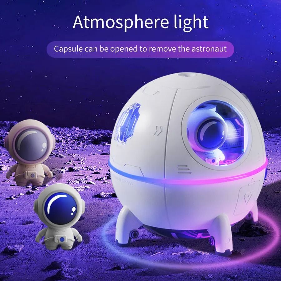 220ML (7.4oz) Space Capsule Air Humidifier Colorful Night Light white plug In Version