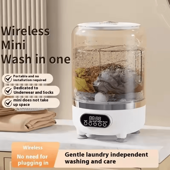 Mini Portable Washing Machine USB Rechargeable Turbo Cleaner For Small Laundry white