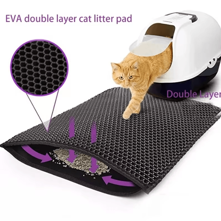 Cat Litter Mat Double Layer Waterproof Pet Pad With Non Slip Sand Catcher (Washable Clean Mat) khaki 23.6 35.4 In