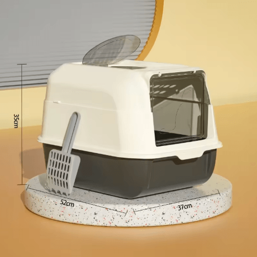 XL Fully Enclosed Anti Spill Cat Litter Box Odor Proof With Carry Handle yellowblue Handheld