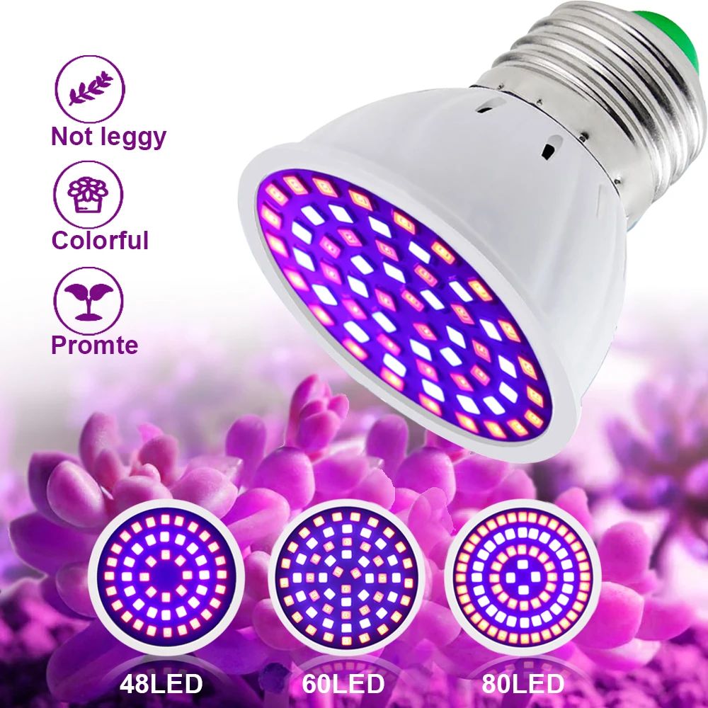 Full Spectrum LED Grow Bulb E27 With 60 80 LEDs For Indoor Plants And Greenhouse 80leds