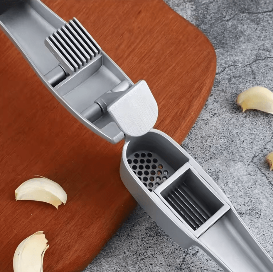 2 in 1 Aluminum Garlic Press And Slicer Grinder Multi Function Kitchen Tool 1pc