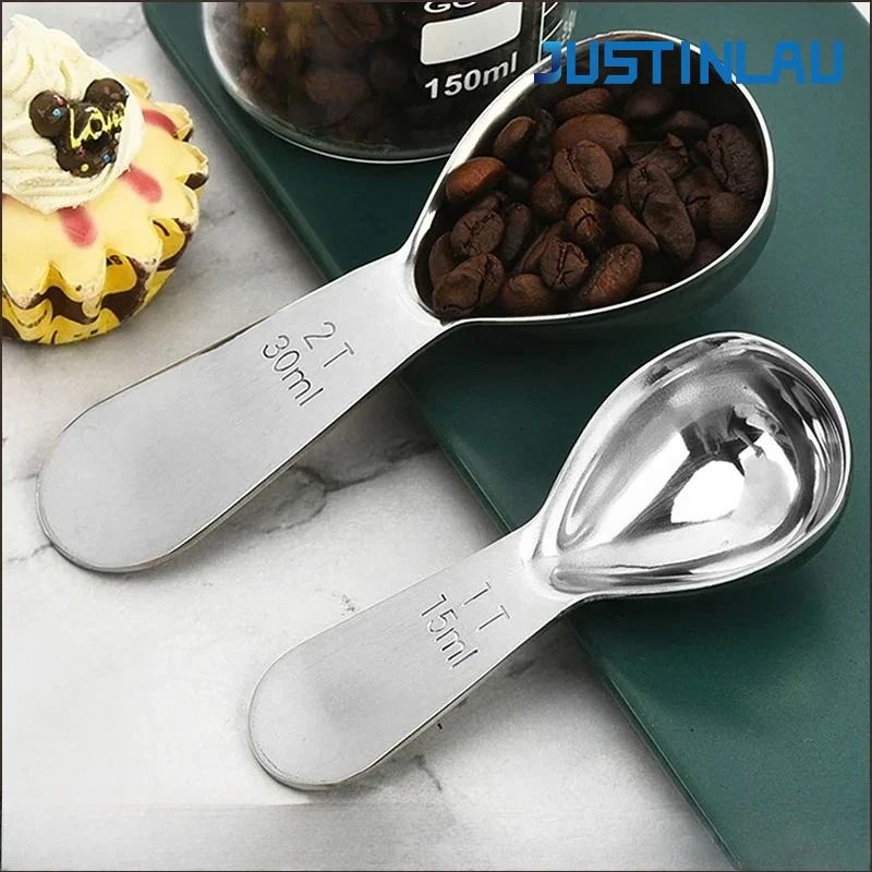 JUSTINLAU Stainless Steel Coffee Measuring Spoon Precision Powder & Bean Scoop With Scale gold 15 Ml