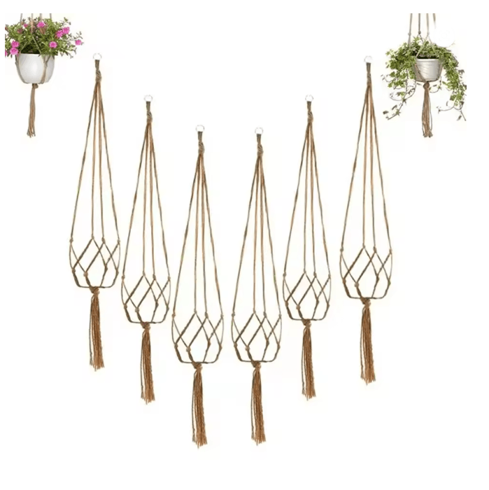 Hand Woven Hanging Plant Holder Cotton Rope Flower Pot Hanger 2pcs 90cm