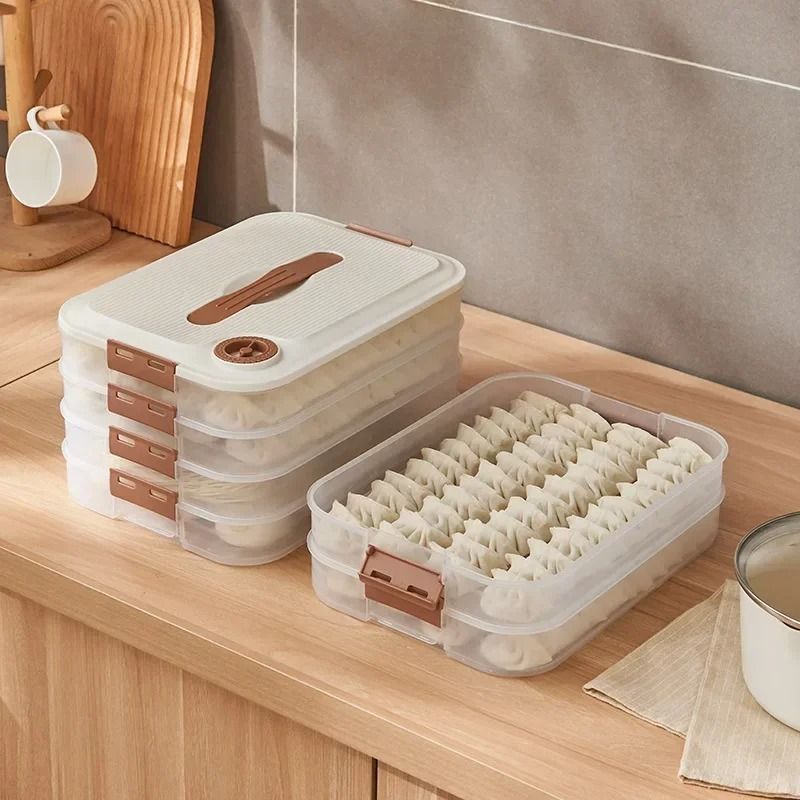 Stackable Refrigerator Storage Box Transparent Dumpling Preservation & Quick Freezing Container double layers