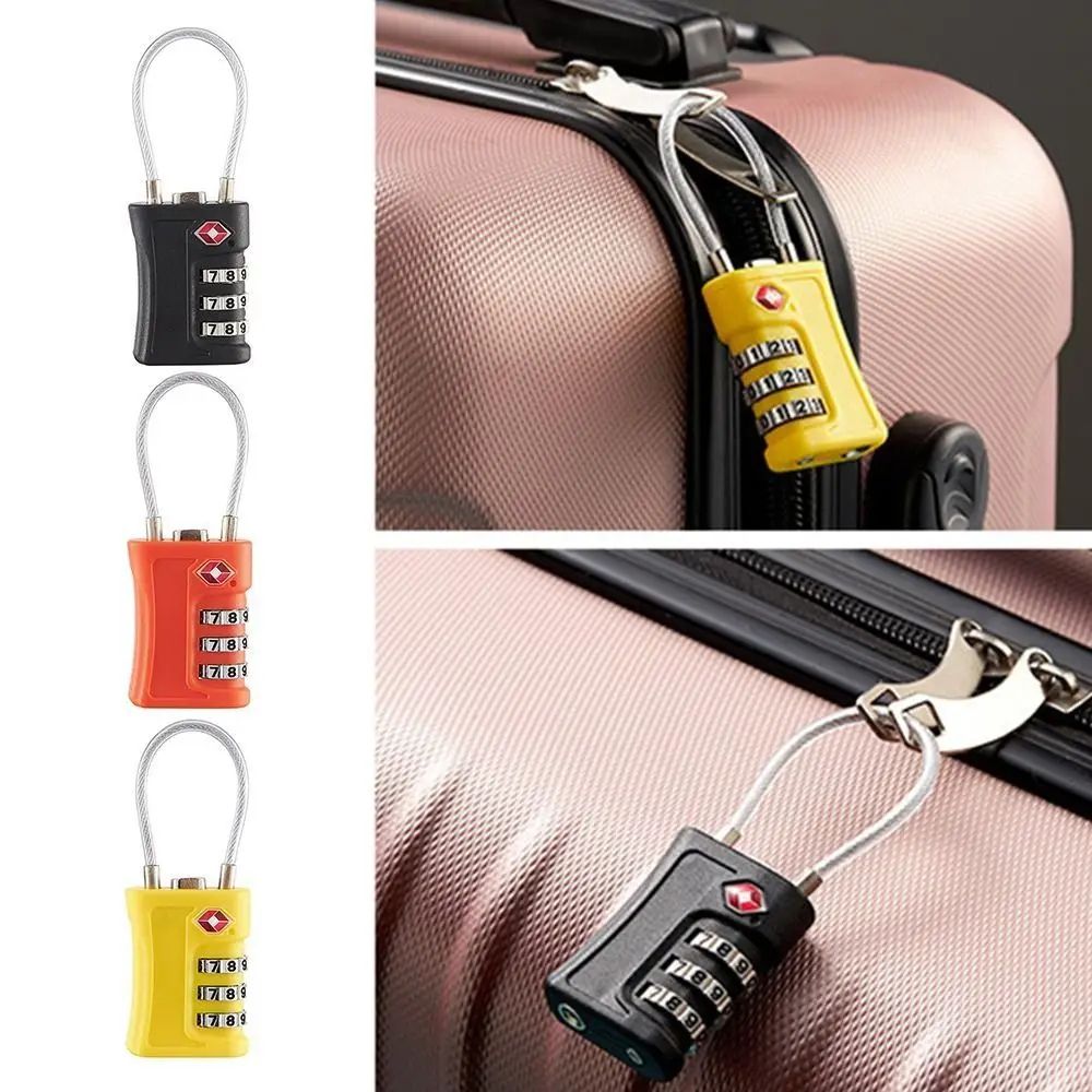 Portable TSA 3 Digit Combination Wire Rope Lock Anti Theft Padlock For Luggage, Suitcase, Backpack & Travel green