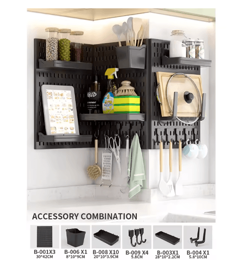 Multi Functional Entryway Storage Rack Doorway Organizer With Hooks And Partition Boards pegboard Set 9 White