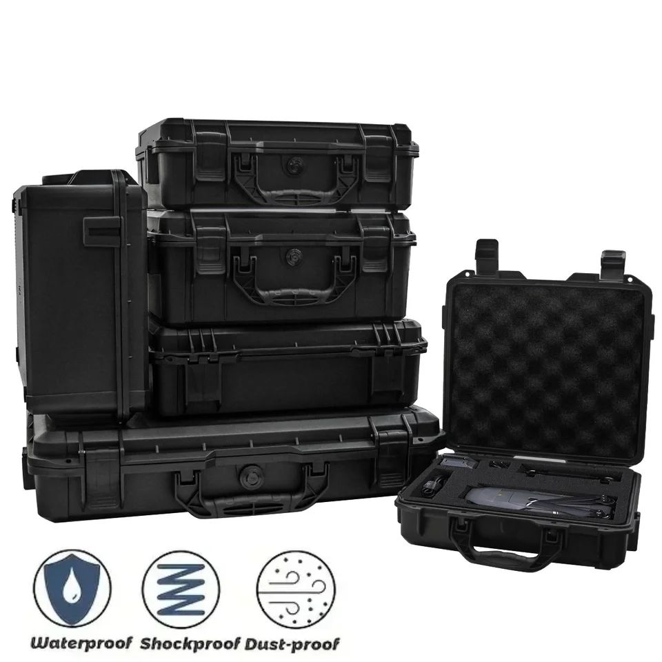 Universal Waterproof Shockproof Hard Tool Case With Pre Cut Foam Insert Portable Plastic Carry Storage Box Organizer 380x310x115mm