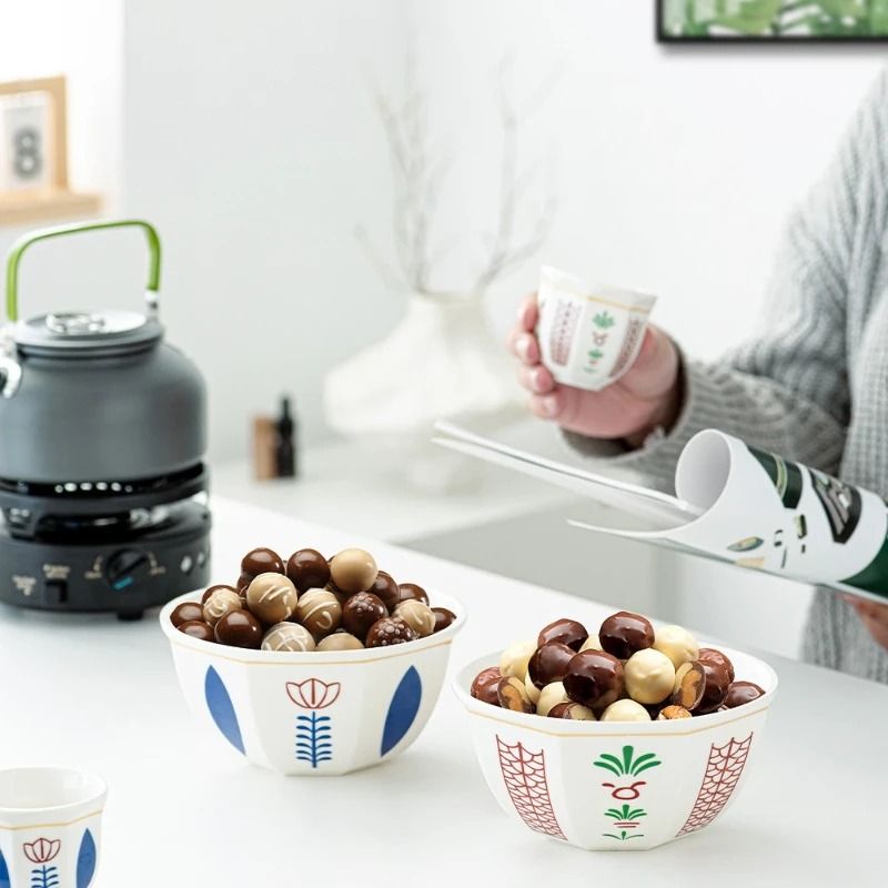 6 Inch Traditional Arabic Festival Ceramic Dessert Bowl red