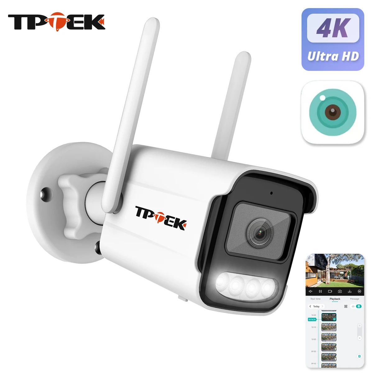 4K 8MP Outdoor WiFi IP Security Camera With AI Human Detection And ICSee App 8mp 128g Tf Card uk