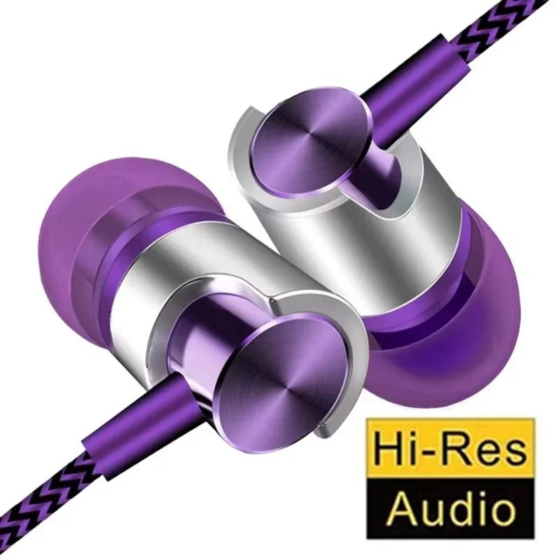 9D HiFi Wired In Ear Earphones 3.5mm Earbuds With Mic, Noise Isolating Sport Fit silver