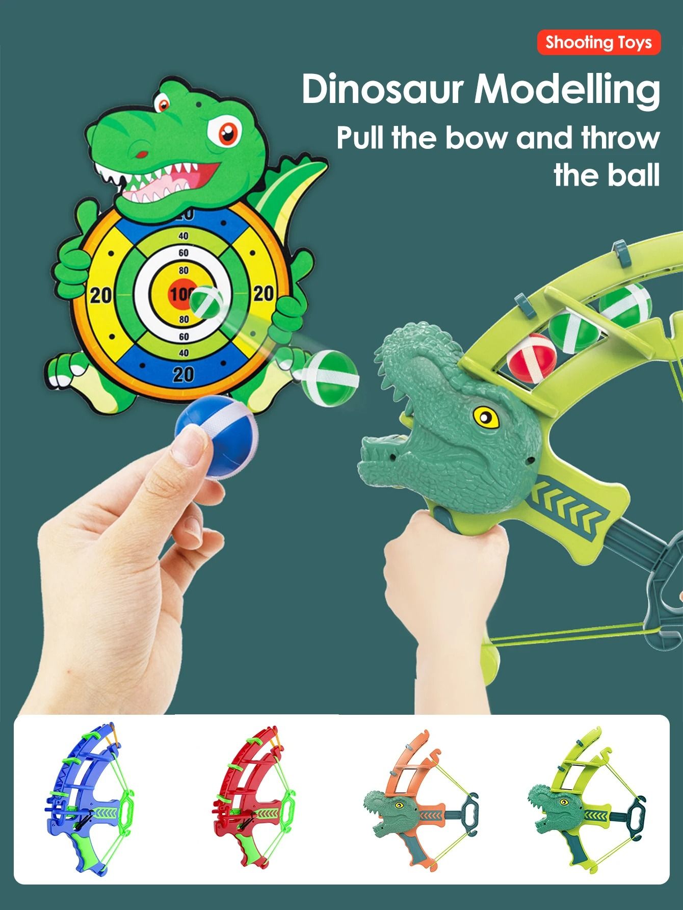 Montessori Slingshot Sticky Ball Dartboard 3 in 1 Educational Outdoor Sport Game toy Bow Set B