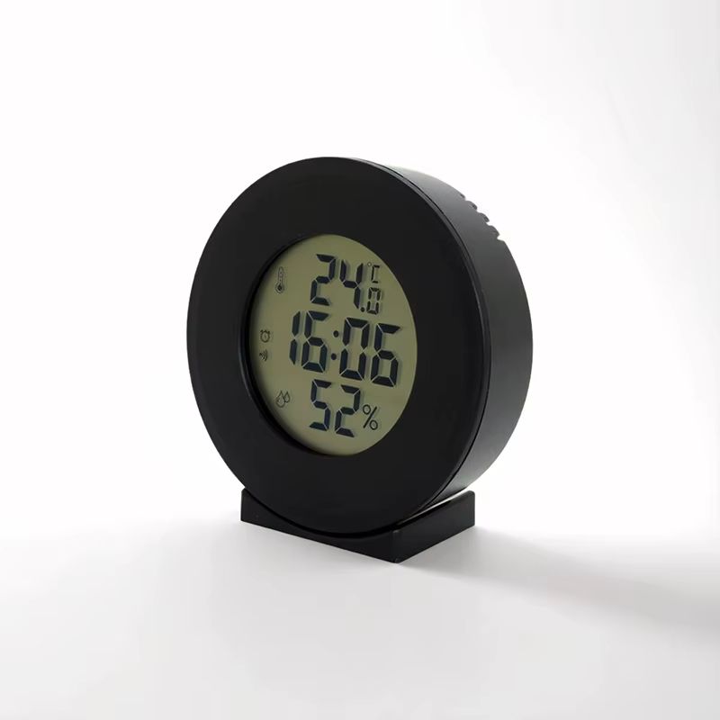 Digital LCD Travel Alarm Clock With Temperature And Hygrometer For Desk Or Wall black