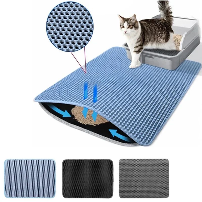 Double Layer Waterproof Cat Litter Mat yellow 21.65 In 29.53 In
