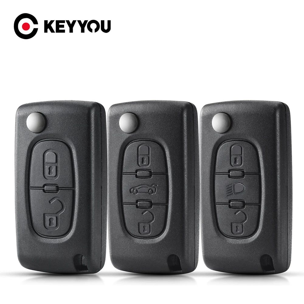 KEYYOU Peugeot Key Shell Flip Folding Replacement Remote Key Case for Peugeot f