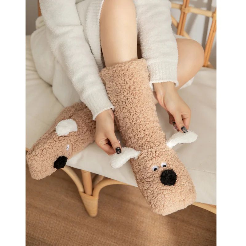 Ultra Soft Thickened Coral Fleece Socks For Women Cozy Winter Home & Sleep Socks pink