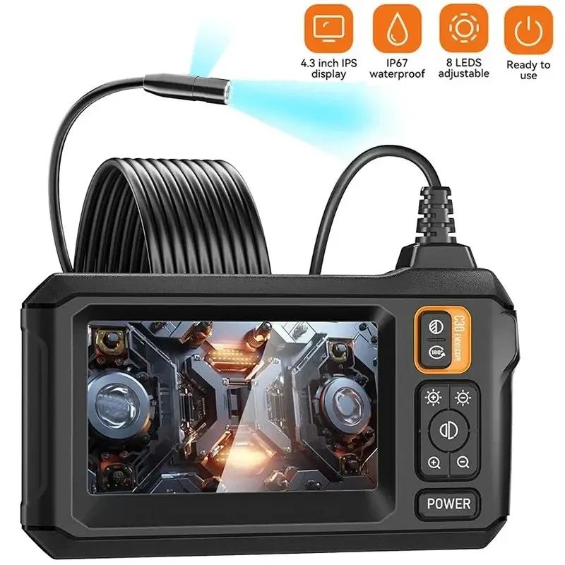 InspectPro HD Endoscope Camera 1080P Pipe Inspection Camera With 4.3" IPS Screen 8mm Single Lens 10m (32.8 Ft)