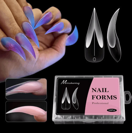 140PCS Reusable Nail Extension Tips Clear Dragon Claw Long Stiletto Press On Nails s1