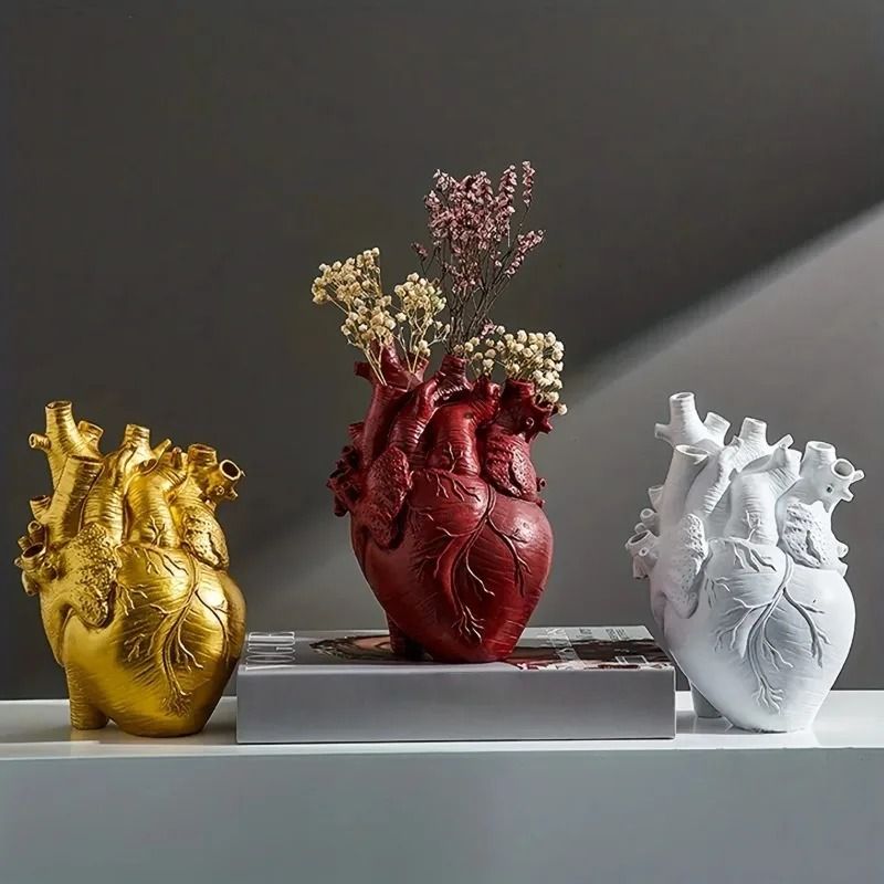 Anatomical Heart Shaped Creative Sculpture Vase white