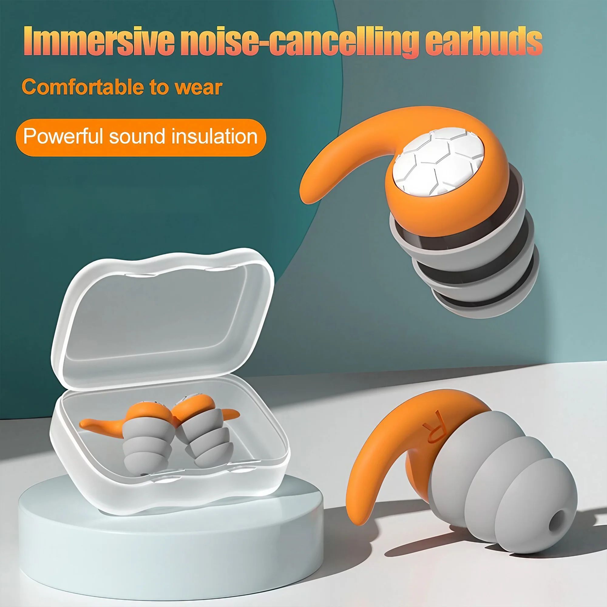 Soft Silicone Noise Canceling Earplugs grey