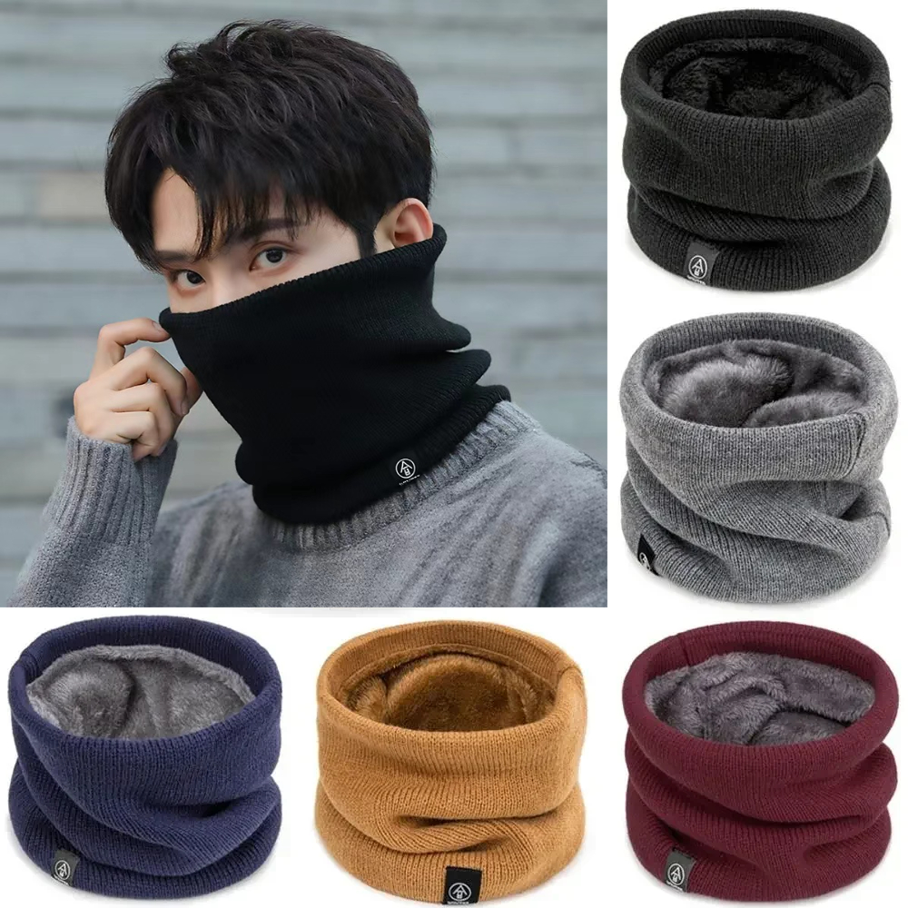Thick Cold Proof Neck Warmer Scarf, Soft Knitted Face Cover For Winter, Hiking, Running For Men And Women navy Blue