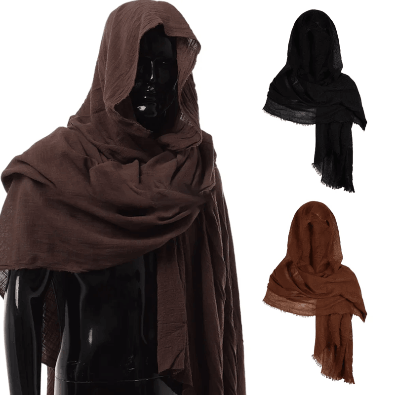 Medieval Pirate Hooded Cloak Scarf Renaissance Cosplay Shoulder Wrap black