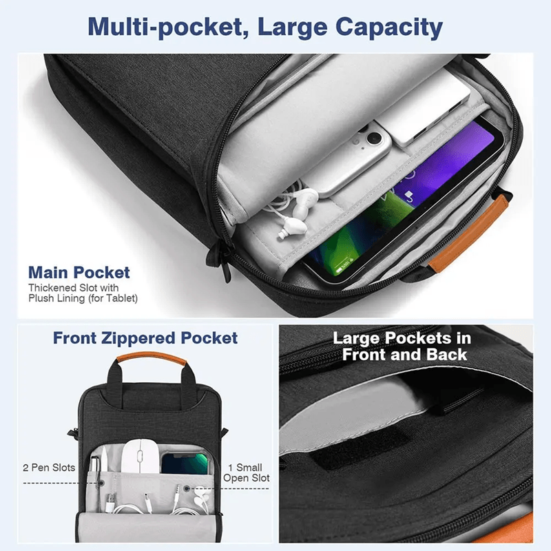 Crossbody Tablet Bag Shoulder Messenger Case For IPad And Galaxy Tab 13 Inch black