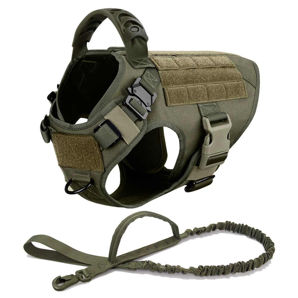 Tactical Dog Harness And Leash Set brown Set m