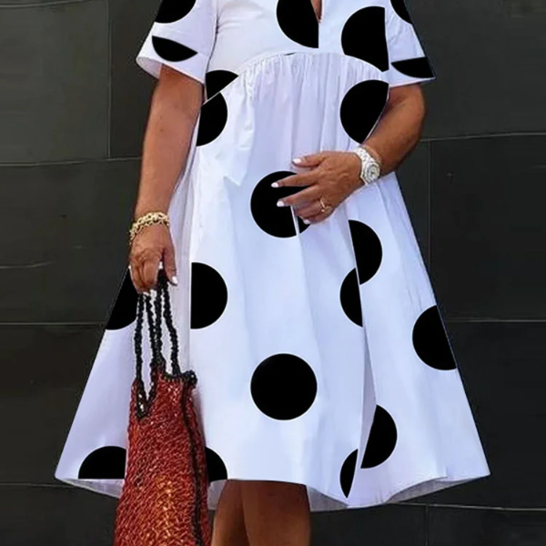 Elegant Summer Bohemian Polka Dot Maxi, V Neck Long Dress, Party Sundress, Vestido Beach Robe black 0xl