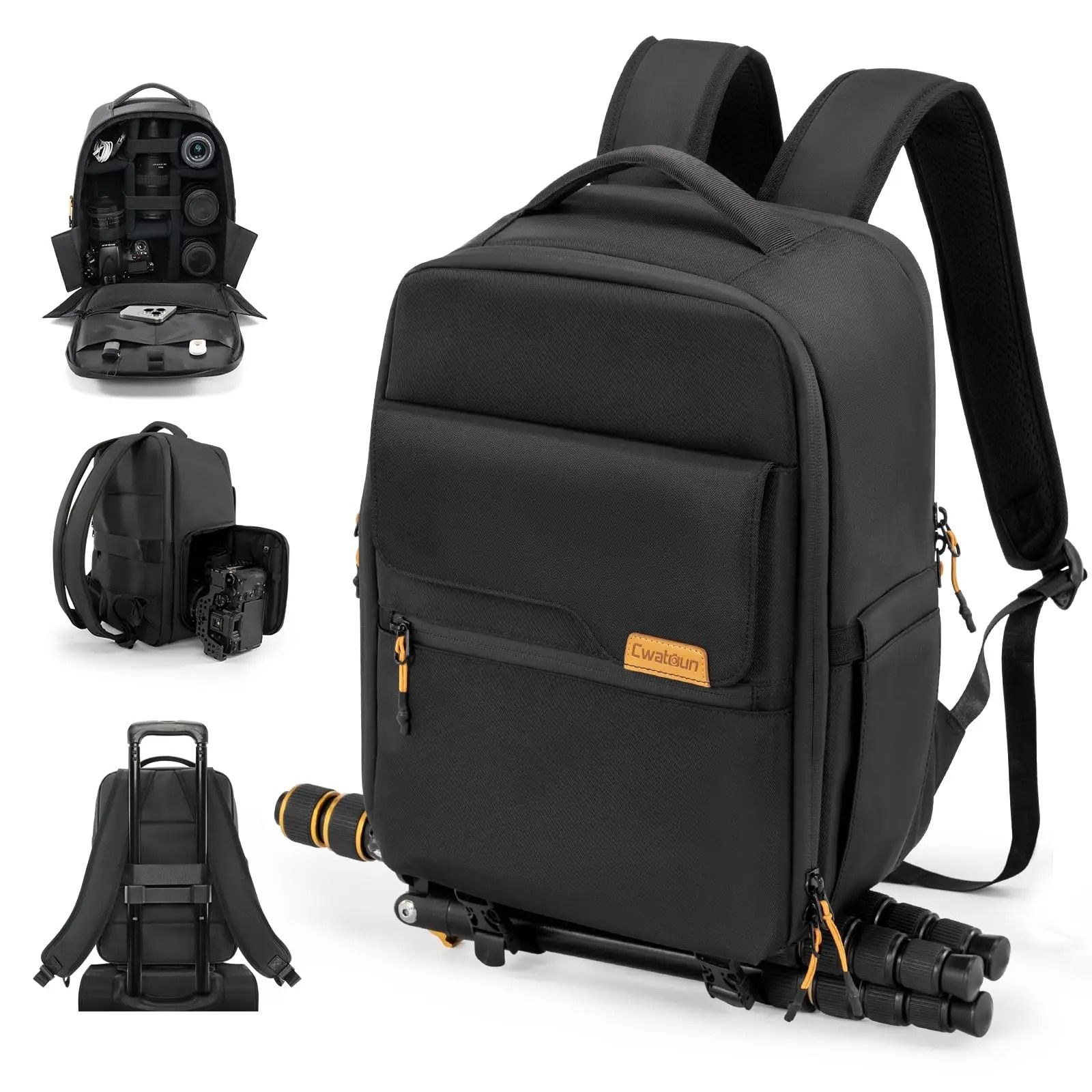Cwatcun Compact Camera Backpack For Travel Photography With Laptop And Tripod Storage Cwatcun Compact Camera Backpack For Travel Photography With Laptop And Tripod Storage