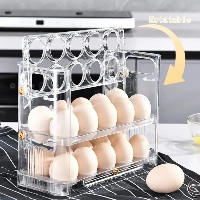 3 Layer Reversible Egg Storage Organizer 3 layer White