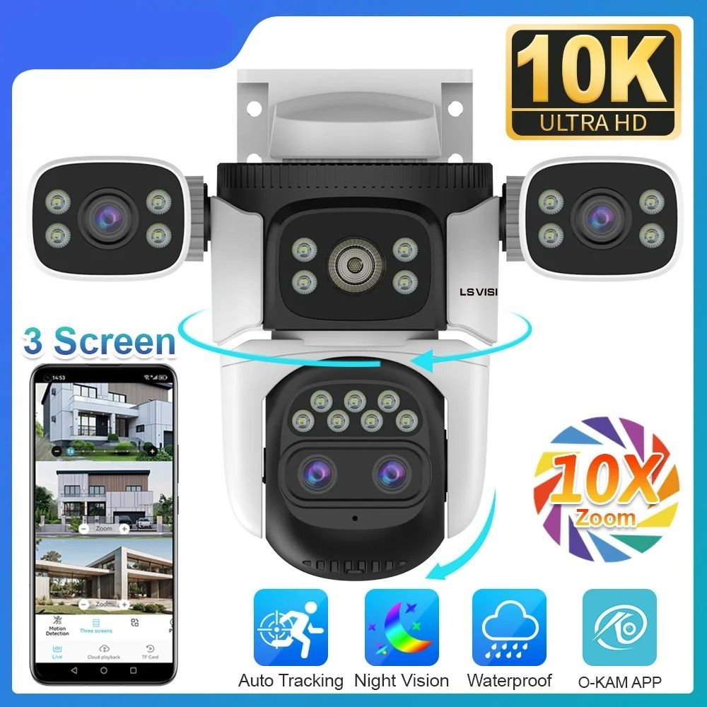 20MP Three Screen Outdoor WiFi Surveillance Camera add 64g