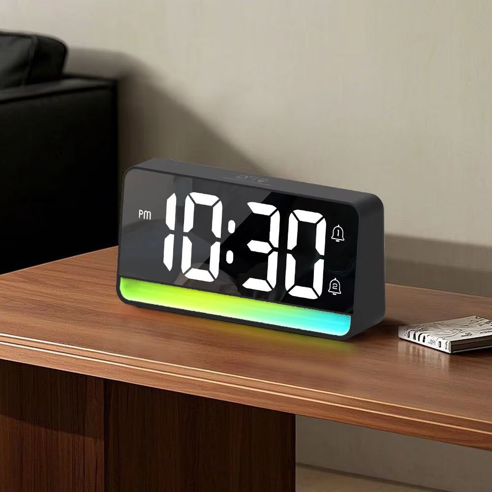 LED Digital Alarm Clock With Color Changing Night Light And Easy Read Display black