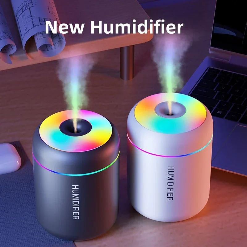 PureMist Mini Air Humidifier USB Aroma Diffuser With LED Light For Home & Car black
