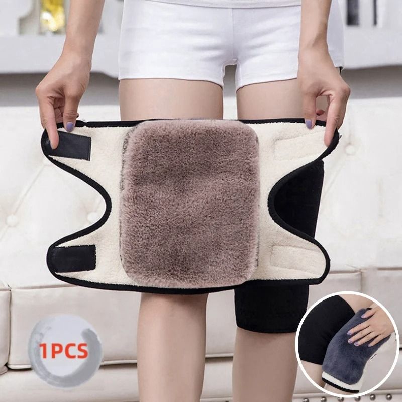 Winter Warm Plush Knee Cover Thickened Dual Layer Thermal Leg Warmer For Skiing & Cycling grey