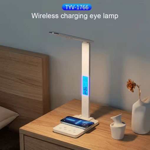LED Desk Lamp With Wireless Charger Touch Dimmable Eye Caring Night Light With USB Port black
