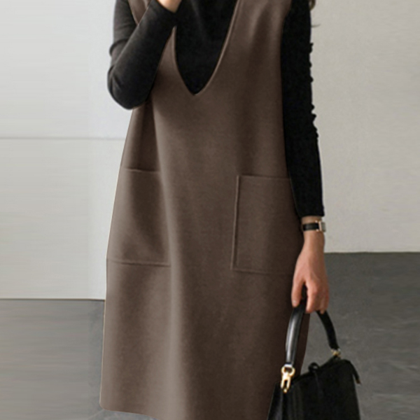 Loose Sleeveless Apron Dress Vintage Women Corduroy Casual Holiday Oversize brown 5xl