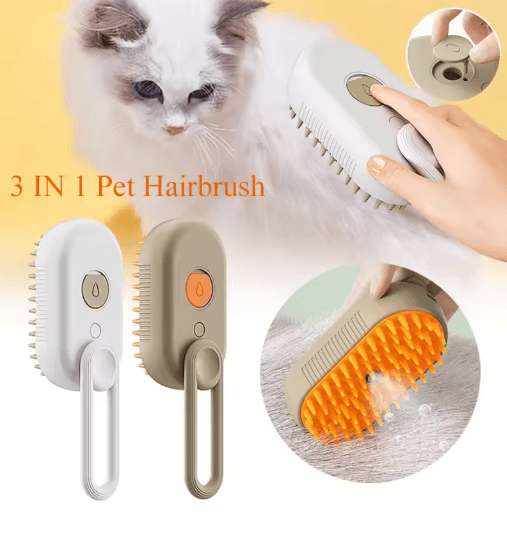3 in 1 Electric Pet Steam Brush Spray, Massage & Grooming Comb For Cats & Dogs green