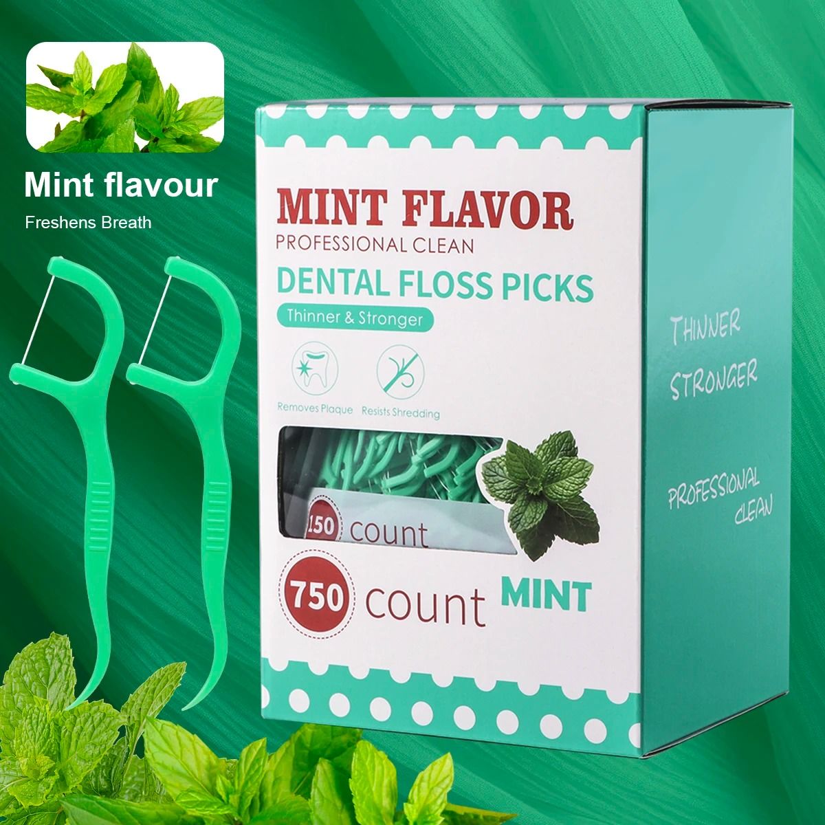 Mint Portable Disposable Dental Floss Sticks 750pcs