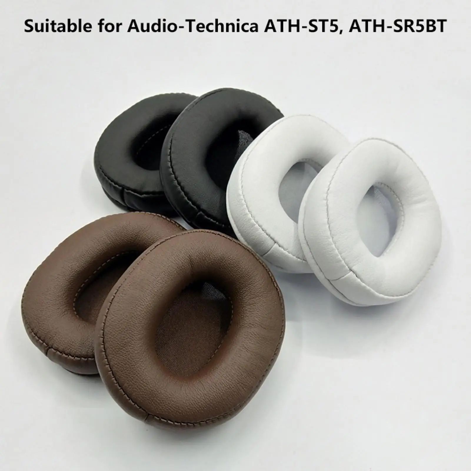 Replacement Ear Pads + Headband Cushion For Audio Technica ATH SR5 SR5BT, Faux Leather Comfort, Easy Install black Headband